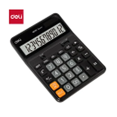Kalkulyator 12 razryadli qora rang.(176.4*129.8*28.4mm) Dual Power Deli EM333