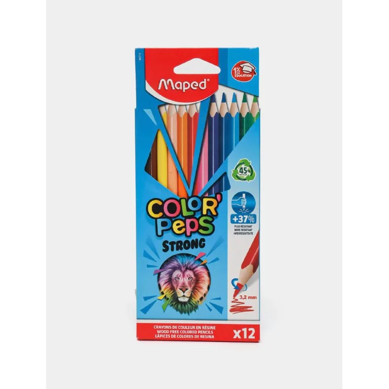 Qalamlar 12 rangli yuqori quvvatli Maped COLOR'PEPS STRONG 862712 (original)